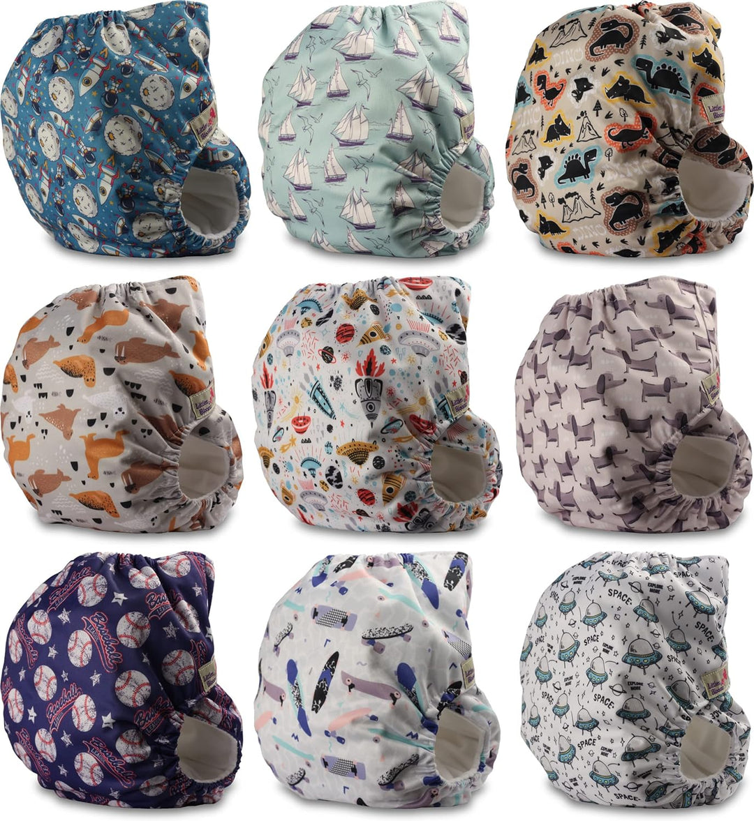 Littles and Bloomz FLP2-0901 Windel, wiederverwendbar, Standard-Popper, 9 Windeln 0901 9 Stück (1er