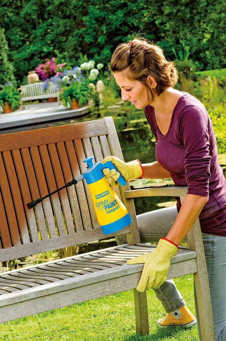 GLORIA Drucksprüher Spray & Paint Compact | 1,25 L Farbsprüher/Ölsprüher | Handsprüher auch für Lasu