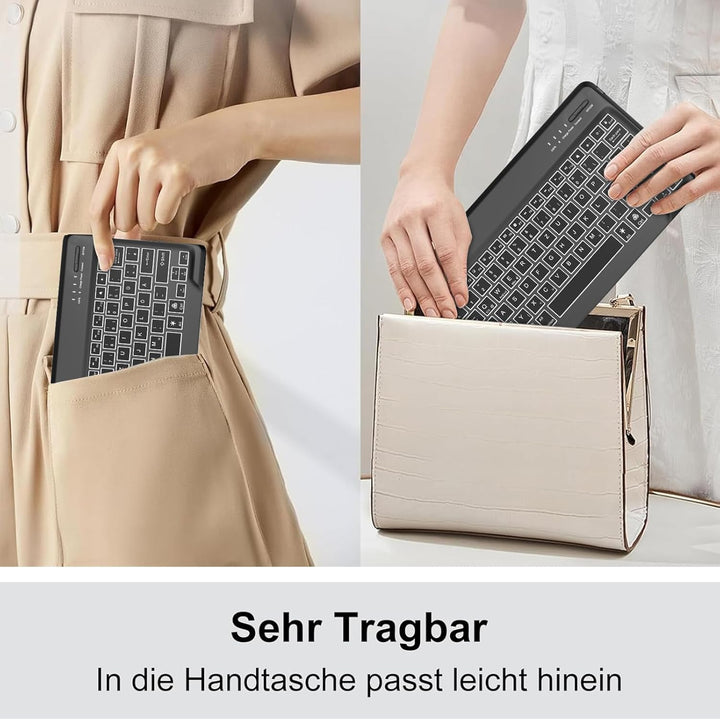 Deutsche Tastatur mit RGB-Beleuchtung für ab 12 Zoll Grossformatige Tablets, Kein Trackpad, QWERTZ,