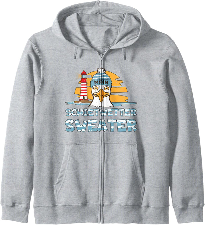 Möwe Leuchtturm Norddeutsche Schietwetter Plattdeutsch Meer Kapuzenjacke