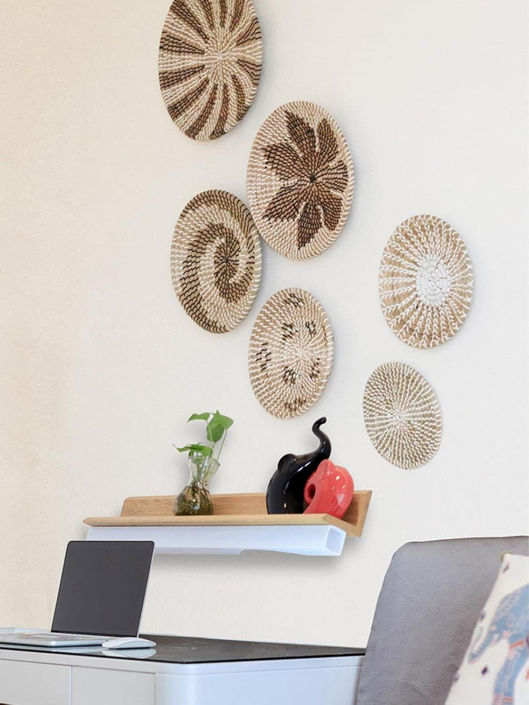 5PCS Woven Basket Wall Decor – Hangings Wall Basket Dekoration – Rattan Wall Decor – Wicker Wall Art