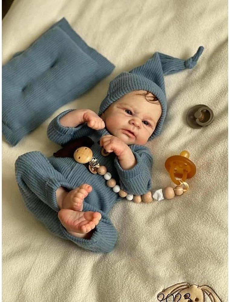 Zero pam Reborn Baby Vollsilikon Lebensecht Jungen Augen Auf, 43CM Lebensechte Babypuppen Wie Echt,