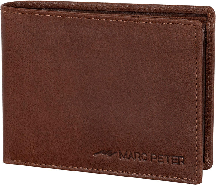 Marc Peter Oslo Geldbörse Herren Leder Rustikale Braun mit RFID Schutz I Echtleder Portemonnaie Gros