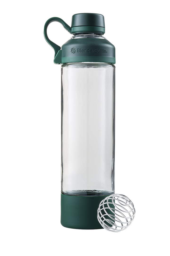 BlenderBottle Mantra Glas Trinkflasche, mit Trinköffnung aus Glas und BlenderBall, geeignet als Yoga