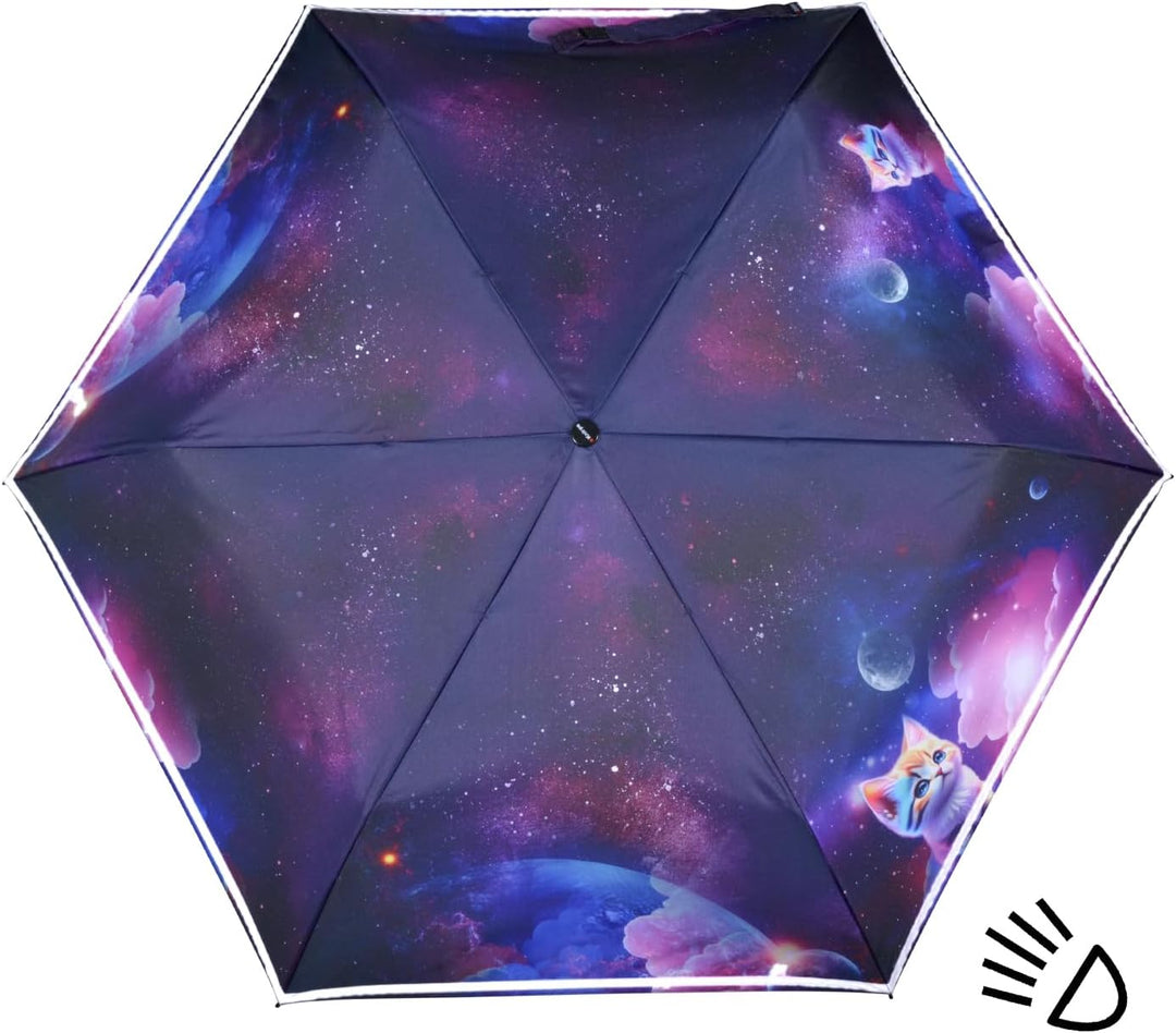 Knirps Kinder-Taschenschirm 4Kids reflective mit Reflexborte - Cosmic Kitty, Cosmic Kitty