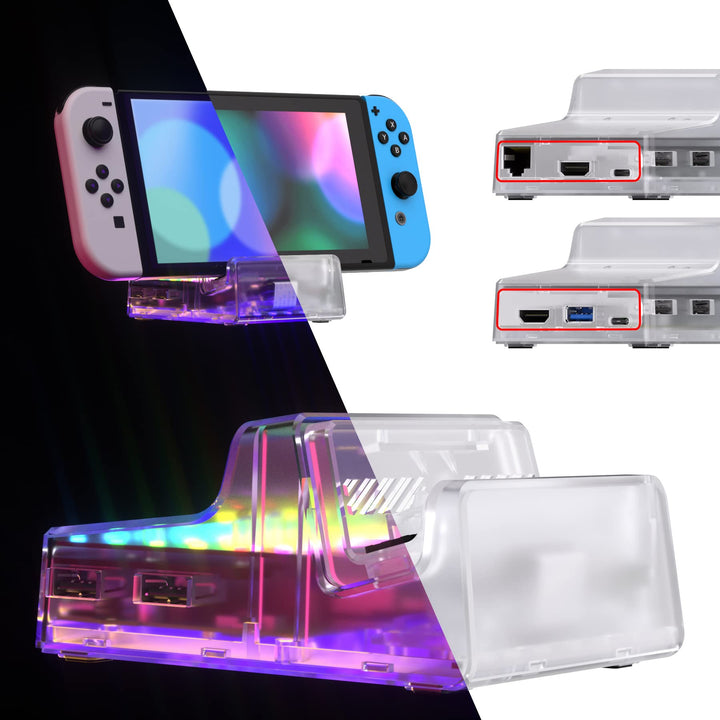 eXtremeRate AiryDocky LED Version DIY-Ersatz Gehäuse Case für Nintendo Switch/Switch OLED Dock, Re-D
