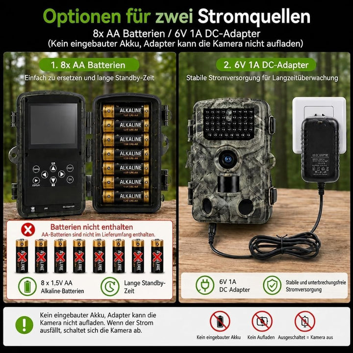 Wildkamera 4K 50MP, Wildtierkamera mit Nachtsicht Bewegungsmelder Weitwinkel 120°, 850nm IR LEDs Nac