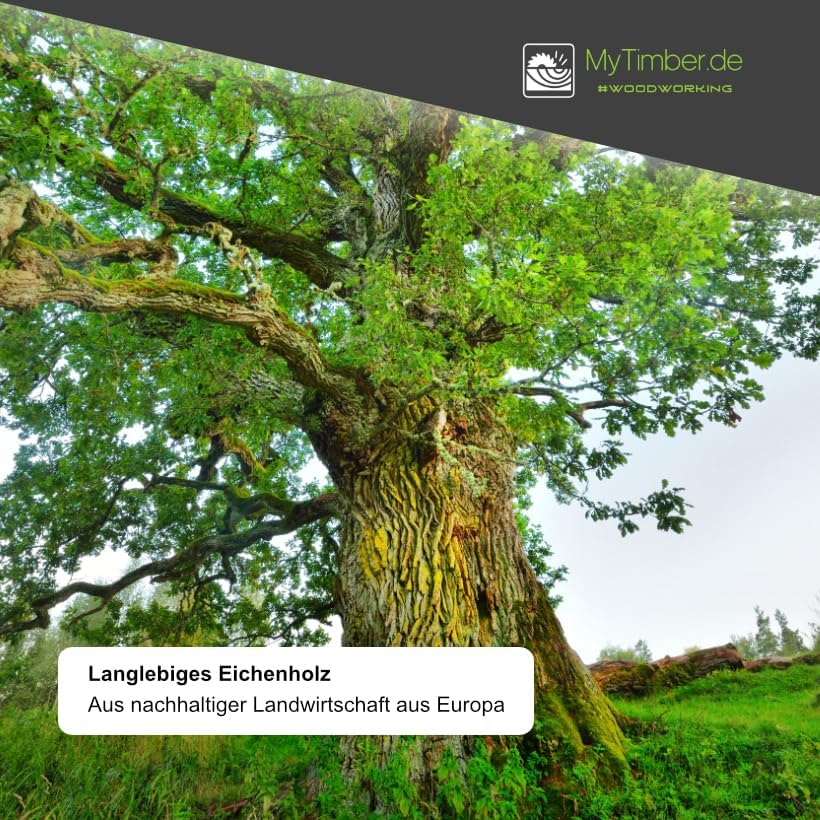 MyTimber® Waschtischplatte aus Eiche Massivholz | 4cm Starke Eichenbohlen | Ideal für Aufsatzwaschbe