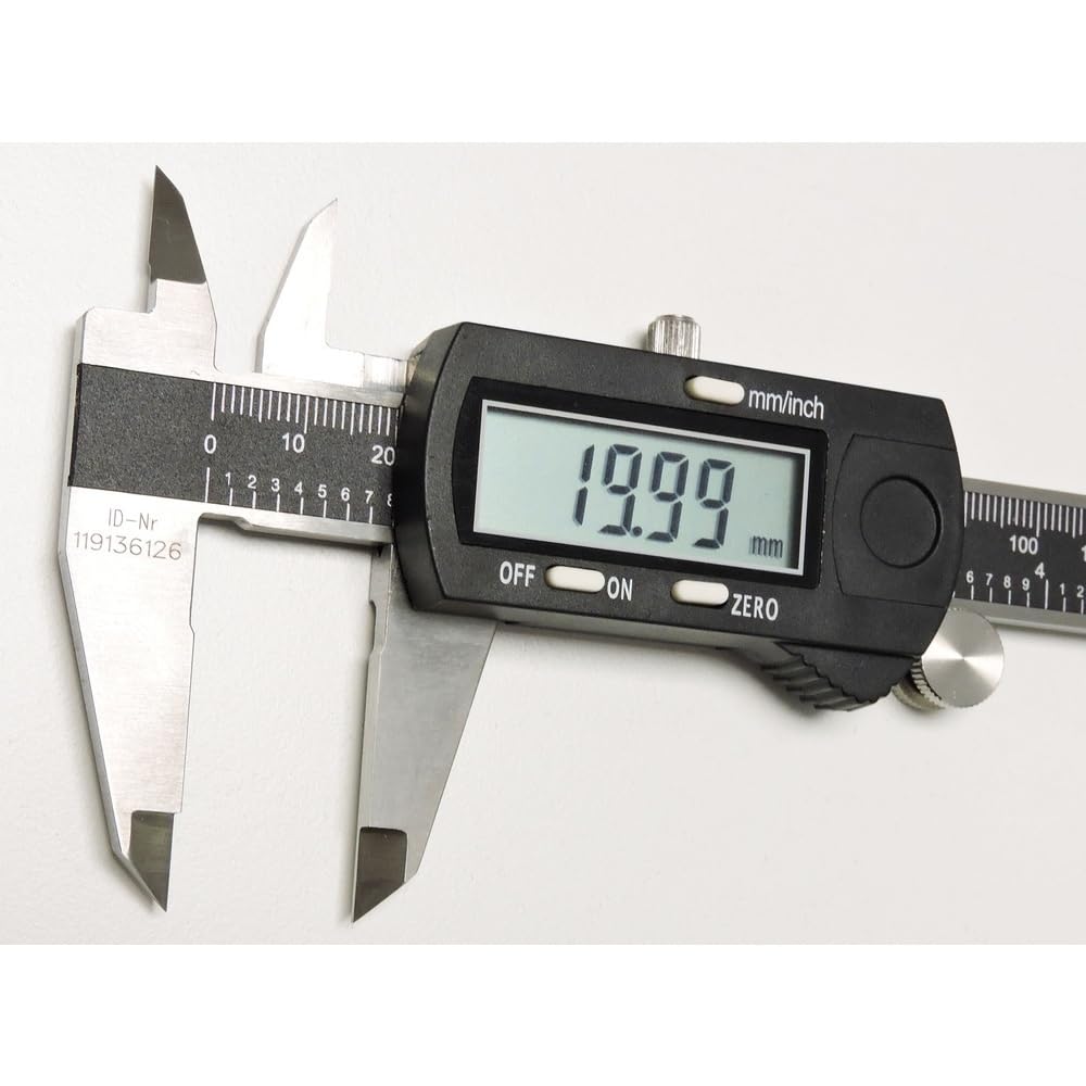 STEINLE 1321 Digital Messschieber 200 mm mit Feststellschraube, Ablesung: 0,01 mm Tiefenmass eckig