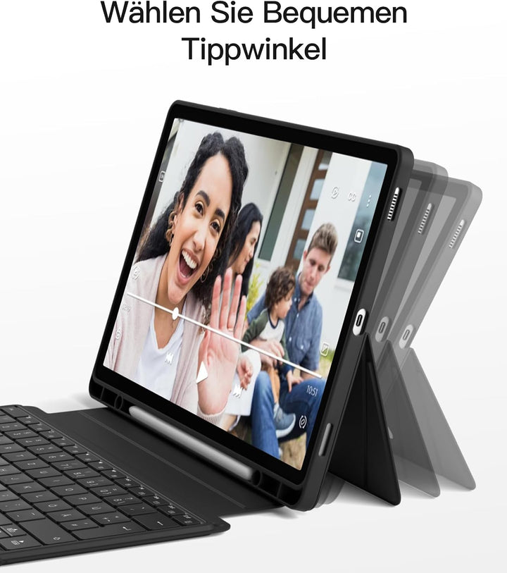 Inateck Hülle mit Tastatur kompatibel mit Samsung Tab S10+/S9+/S9 FE+ | magnetisch abnehmbarer, Blue