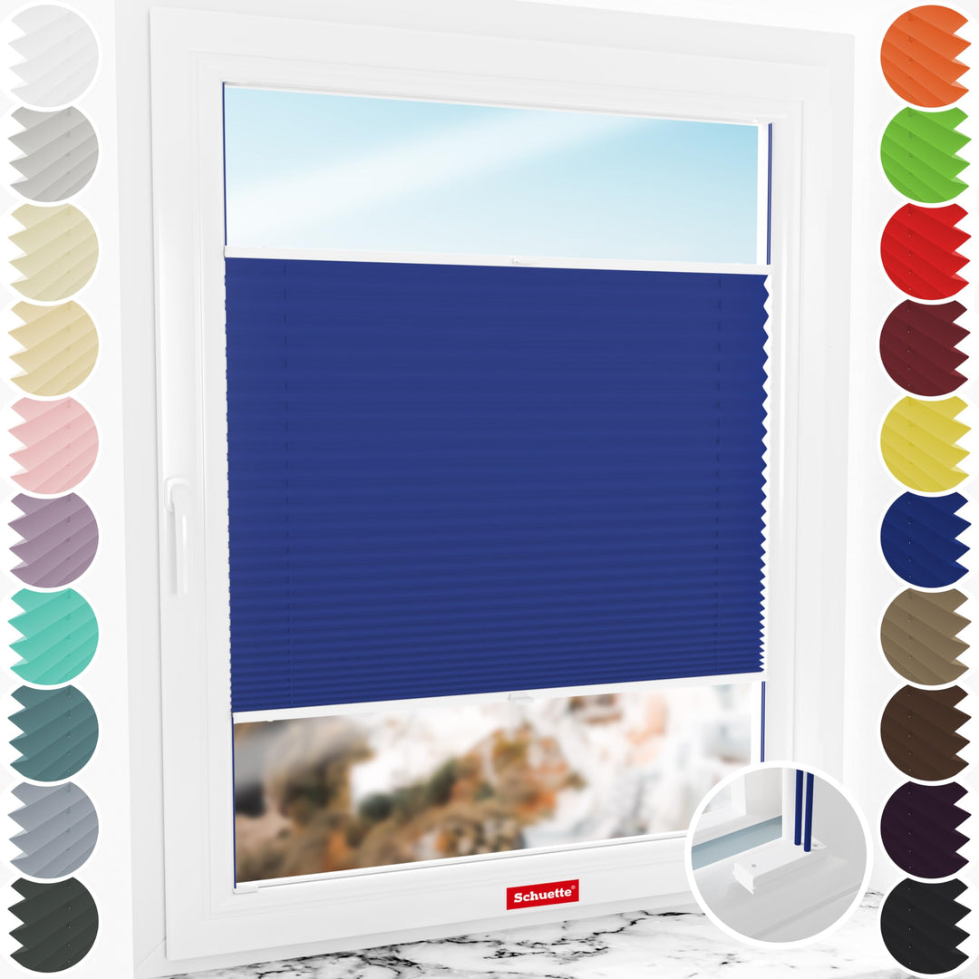 Schuette® Plissee mit Bohren zum Anschrauben ● Premium Kollektion: Deep Lagoon (Blau) ● 120x80cm (Br