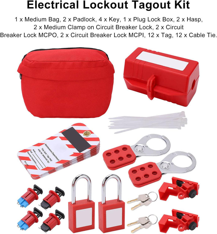 Cocoarm Elektrisches Sperr-Tagout-Set, Loto-Klemmen für Leistungsschalter, mit Vorhängeschloss, Anhä