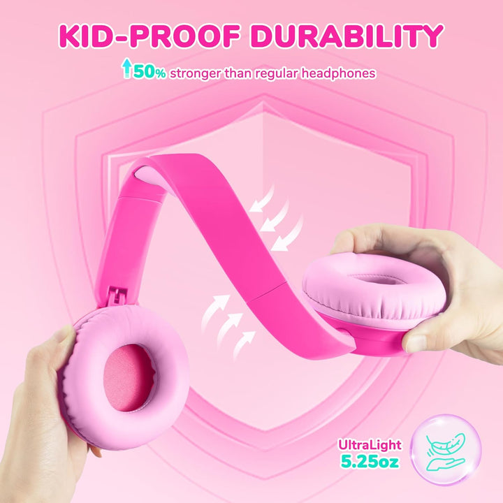 iClever Bluetooth Kopfhörer Kinder, 60 Std Akku, 74/85 dBA Lautstärkebegrenzung, Stereo-Sound, Typ-C