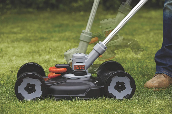 Black+Decker 3-in-1 Multi-Trimmer-Set (18V 2,0Ah, Kantenschneider, Rasentrimmer mit Rasenmäheraufsat