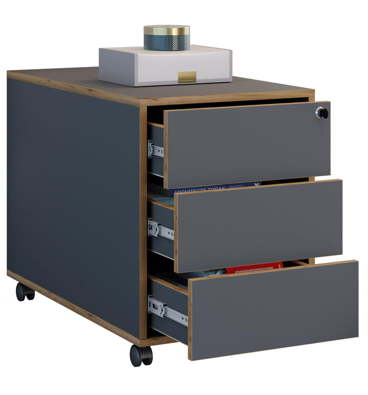 VCM Rollcontainer | Beistellcontainer mit DREI Schubladen | Masse ca. H. 50 x B. 39 x T. 70 cm | Bür