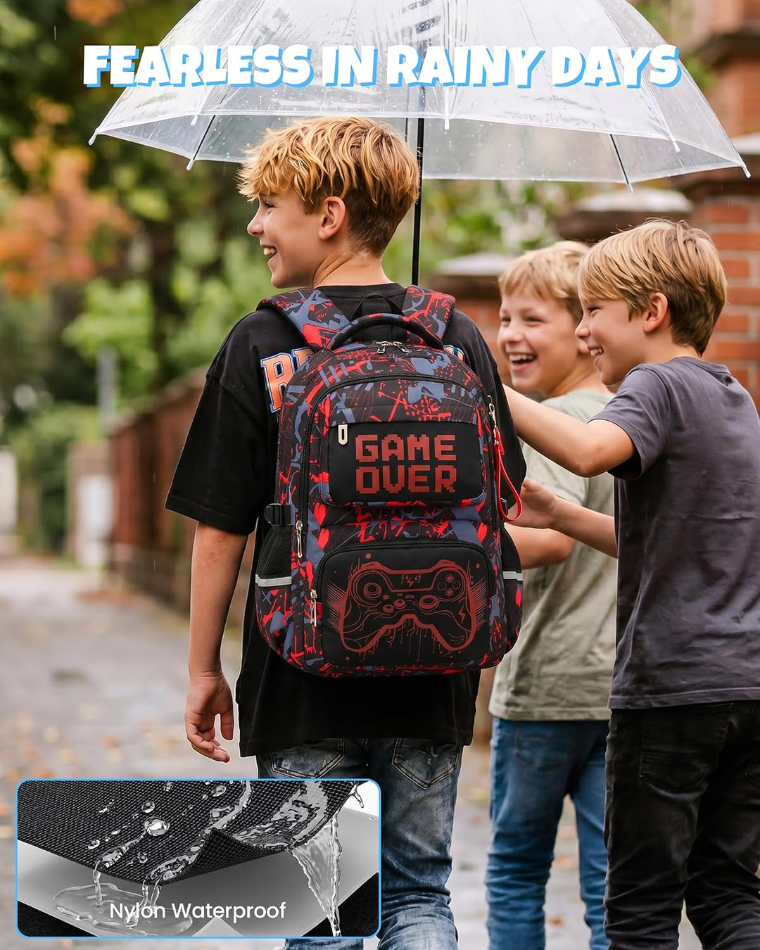 Schulrucksack Jungen Teenager, Schultasche Kinder mit Reflektoren für 3. bis 7. Klasse, Schulranzen