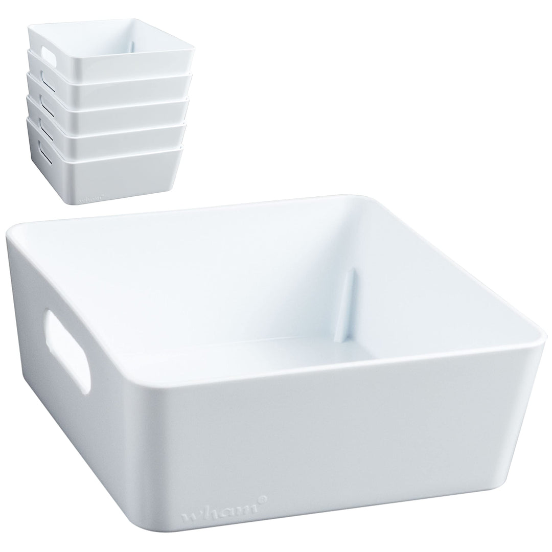 6x Ordnungsboxen - 6 cm hoch - WEIss - 15x15x6cm - 1 Liter - Ordnungskorb - Schubladenorganizer Schu
