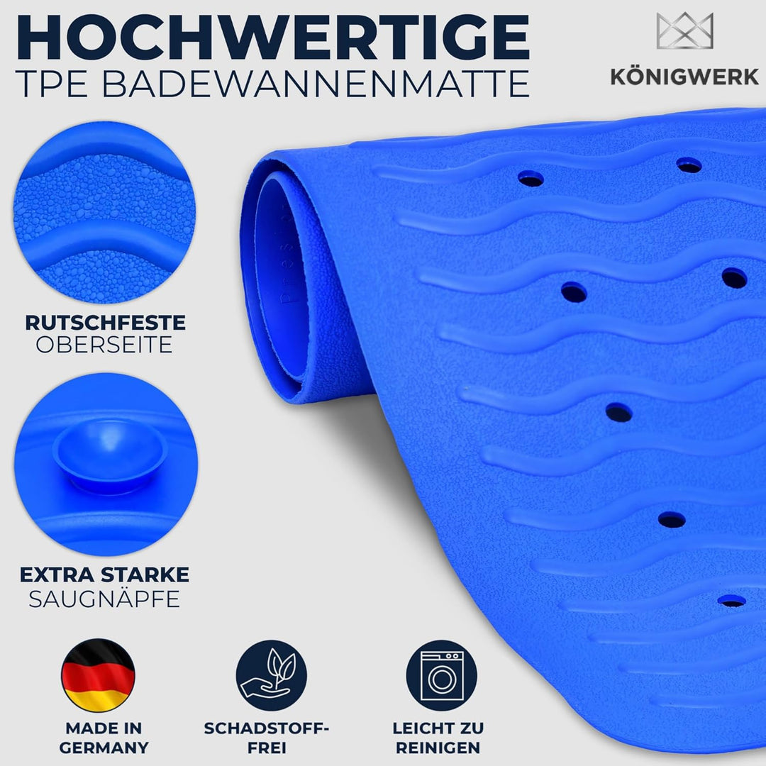 Königwerk Badewannenmatte rutschfest - 100% BPA frei [80x38cm] | Ohne PVC | Für puren Badespass | Ba