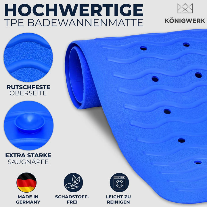 Königwerk Badewannenmatte rutschfest - 100% BPA frei [80x38cm] | Ohne PVC | Für puren Badespass | Ba