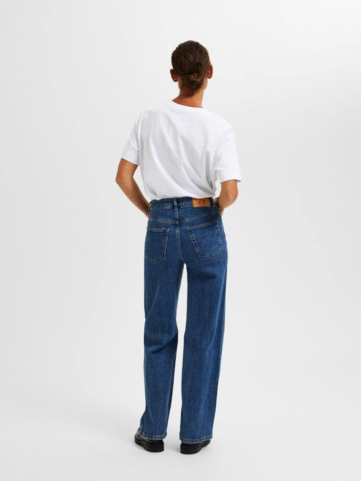 SELECTED FEMME Damen SLFALICE HW Wide Long MID BLU Jeans NOOS, 26W / 32L
