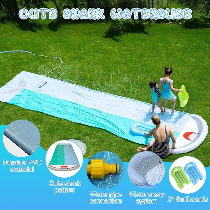 Wasserrutsche Kinder Draussen, 550x145cm Doppel Wasserrutschmatte, Wasserrutsche Garten für Kinder m