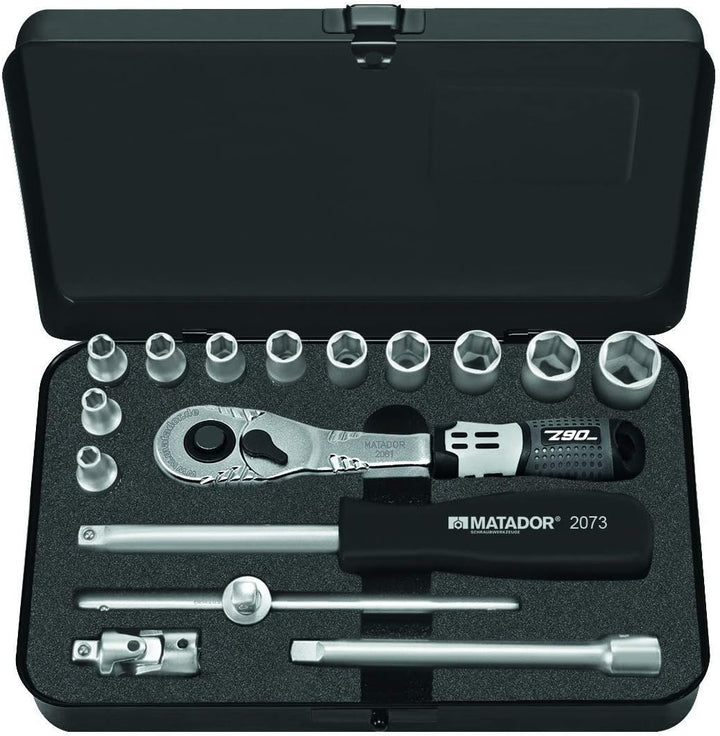 MATADOR Schraubwerkzeuge 2115 9160 Steckschlüsselsatz, 6-kt, 6,3 mm (1/4""), 16-tlg." 16-teilig Metr