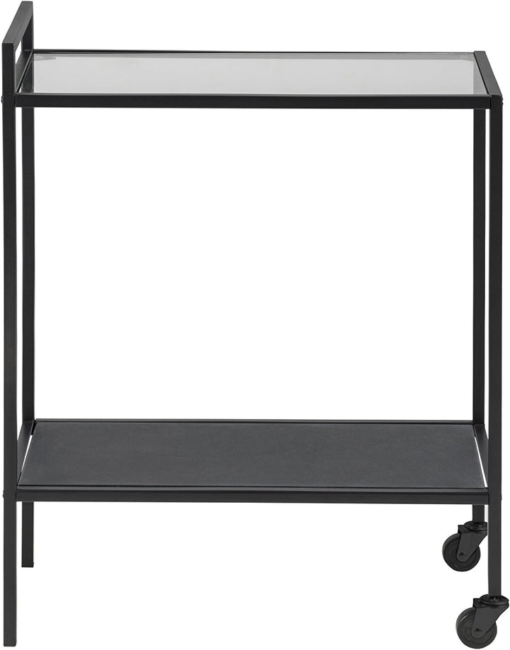 AC Design Furniture Jörn Servierwagen, H: 75 x B: 60 x T: 30 cm, Klar/Schwarz, Glass/Metall, 1 Stk