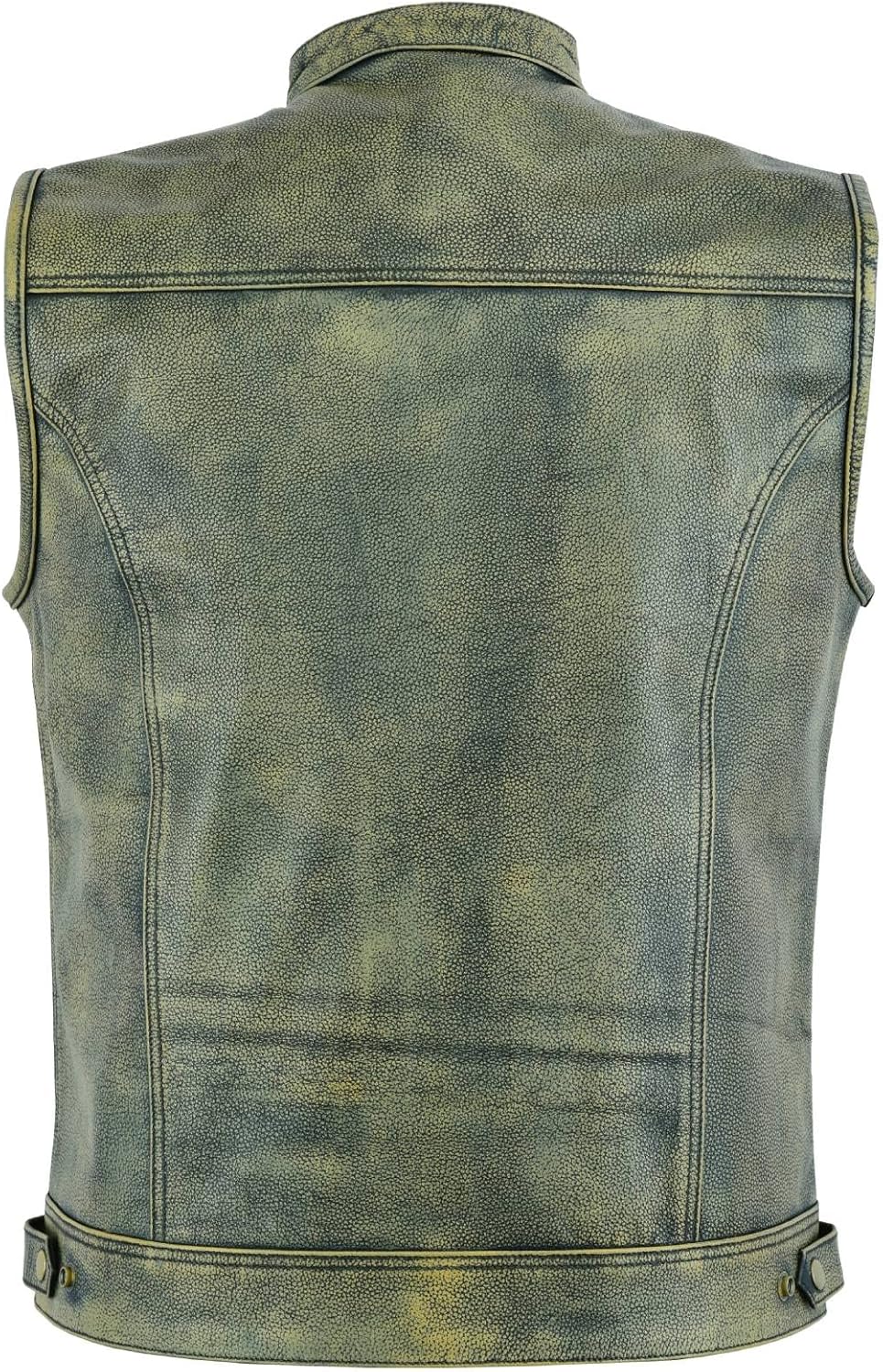 Leatherick Herren Top Grain SOA Anarchy Distressed Biker Leder Weste – Vintage Motorrad Weste (M - E