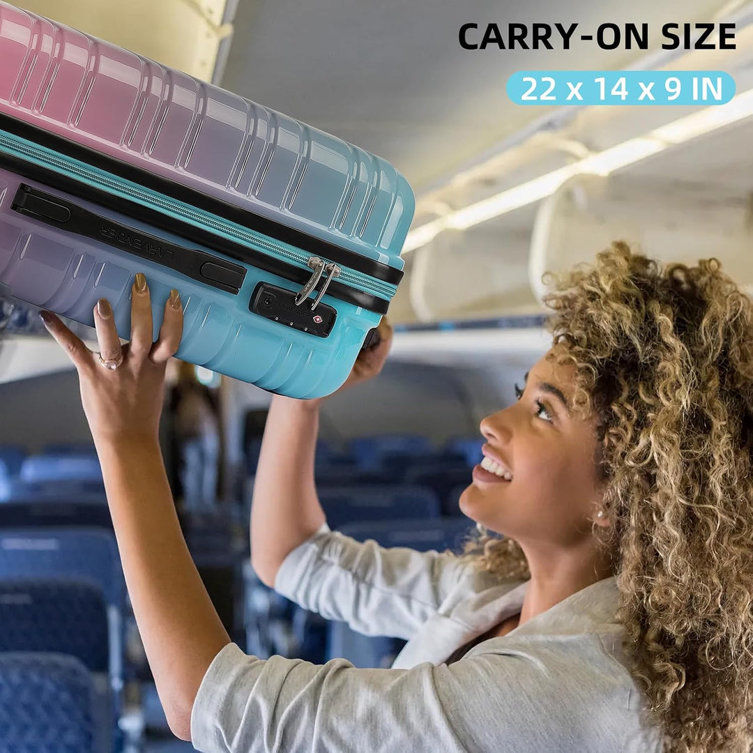 LARVENDER Kofferset 3 Teilig, Handgepäck Koffer 55cm, Cotton Candy | Hartschalen Trolley 55x40x20cm,