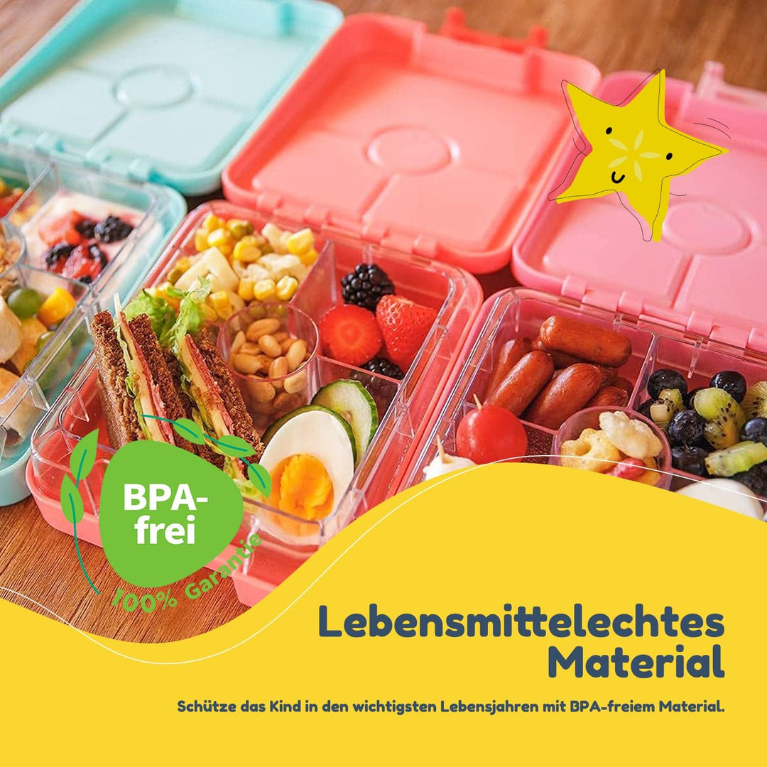 schmatzfatz easy Snackbox, mit Fächern, Brotdose, Lunchbox, Bento Box, Geschenk für Kinder (Coral),
