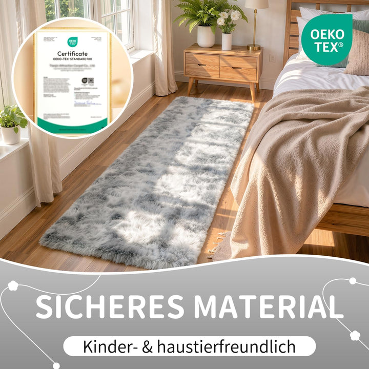 VOFUSHON Wohnzimmer Hochflor Teppich,Shaggy Flur Läufer Teppich Modern Flauschiger Weich Bunte Batik