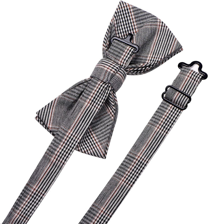 DonDon Herren Fliege 12 x 6 cm kariert gebunden und stufenlos justierbar aus Baumwolle im Tweed Styl