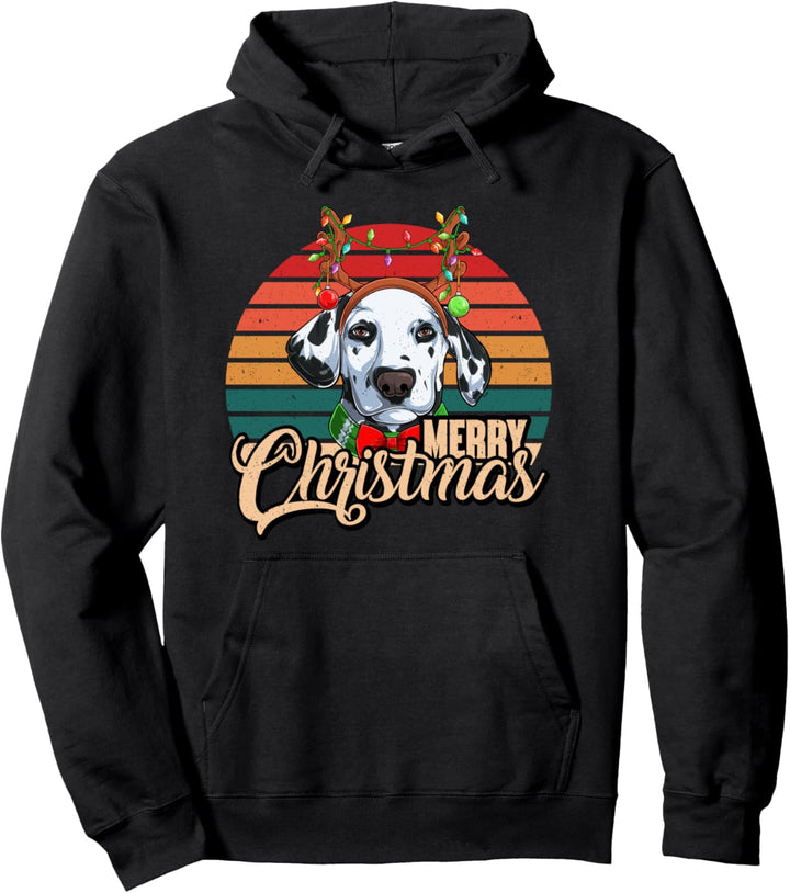Frohe Weihnachten Retro Vintage Dalmatiner Rentier Geweih Pullover Hoodie