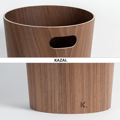 Kazai. Echtholz Papierkorb Börje | Moderner Holz Mülleimer für Büro, Kinderzimmer, Schlafzimmer u.m.