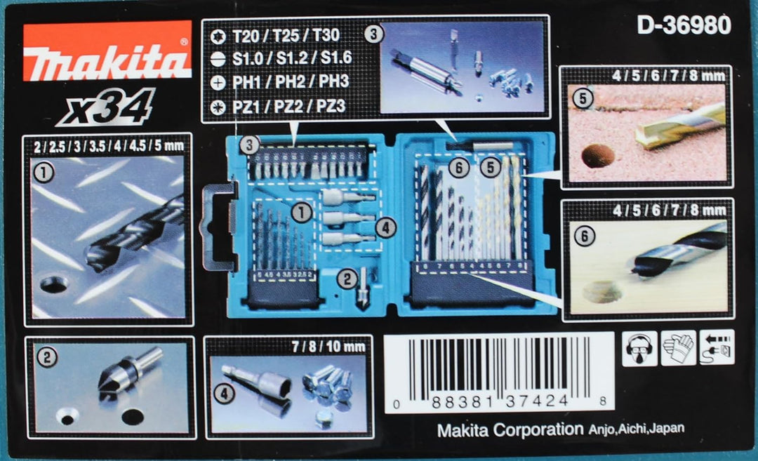 Makita D-36980 Bohrer-Bit-Set (34tlg), 105 Mm, 105 mm