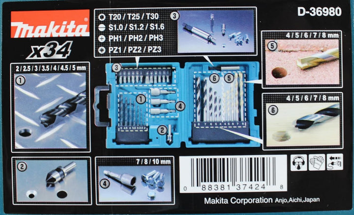 Makita D-36980 Bohrer-Bit-Set (34tlg), 105 Mm, 105 mm