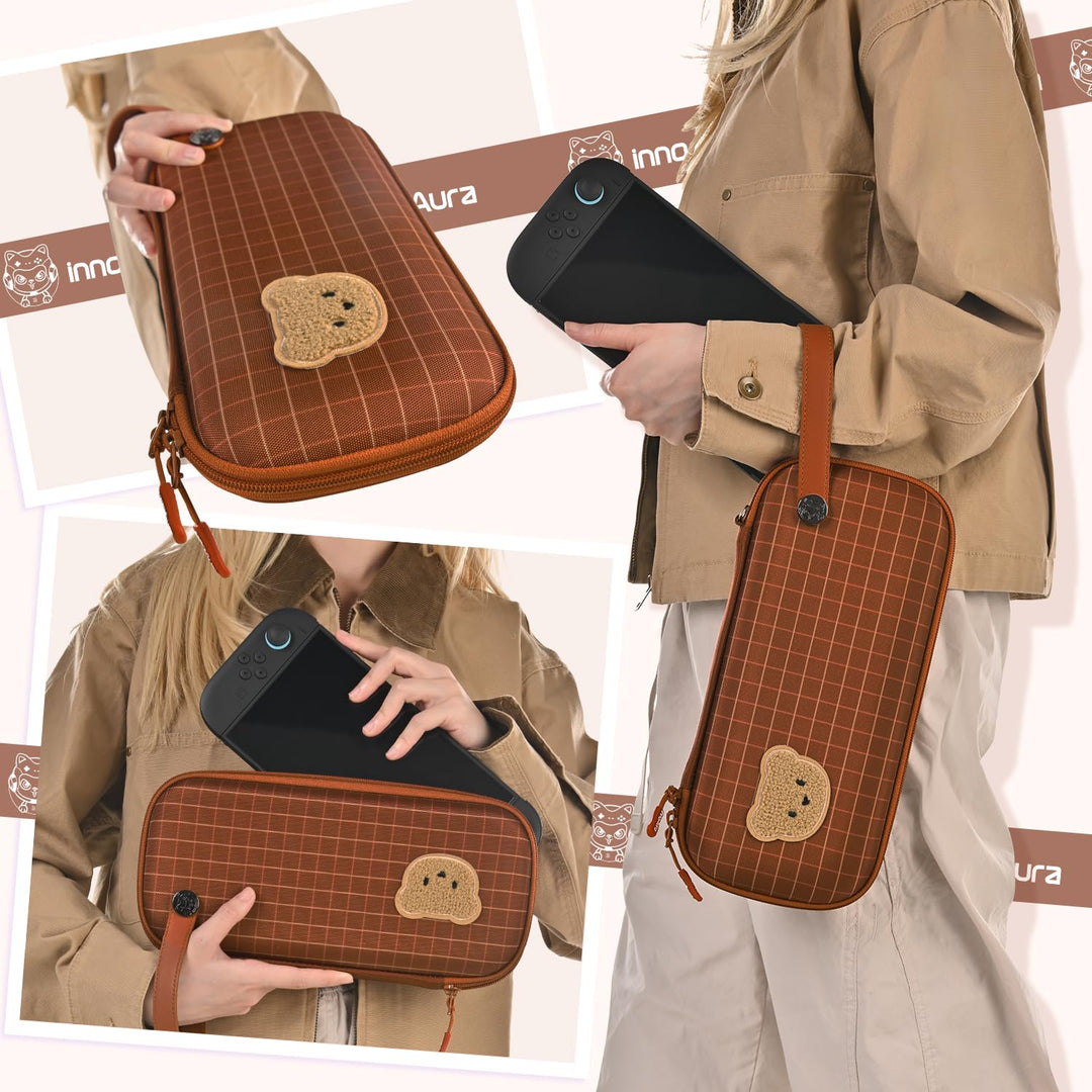 innoAura Switch 2 Tasche, Ultradünne Switch 2 Hülle für Switch 2 Konsole, 900D Filzstruktur, 9 Spiel