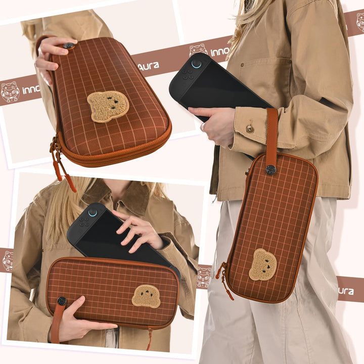 innoAura Switch 2 Tasche, Ultradünne Switch 2 Hülle für Switch 2 Konsole, 900D Filzstruktur, 9 Spiel