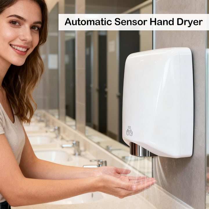 Händetrockner, 1600 W Trockner für Hand mit hohen Luftgeschwindigkeit von 30 m/s Automatischer Elekt