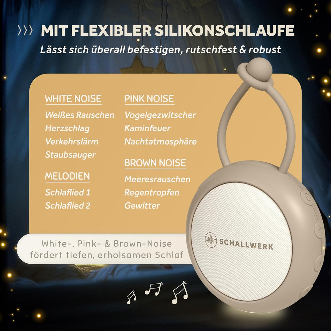 Schallwerk ® White Noise Machine Baby – Einschlafhilfe für Babys & Erwachsene mit weissem Rauschen,