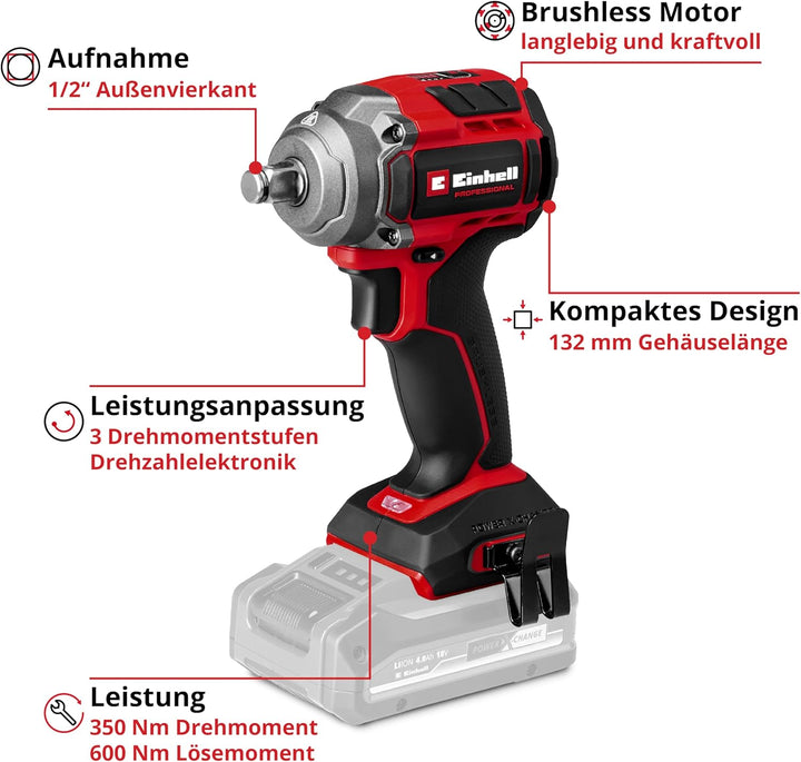 Einhell Professional Akku-Schlagschrauber TP-CW 18/350-C Li BL Kit PXC (18 V, 350 Nm Drehmoment, 600