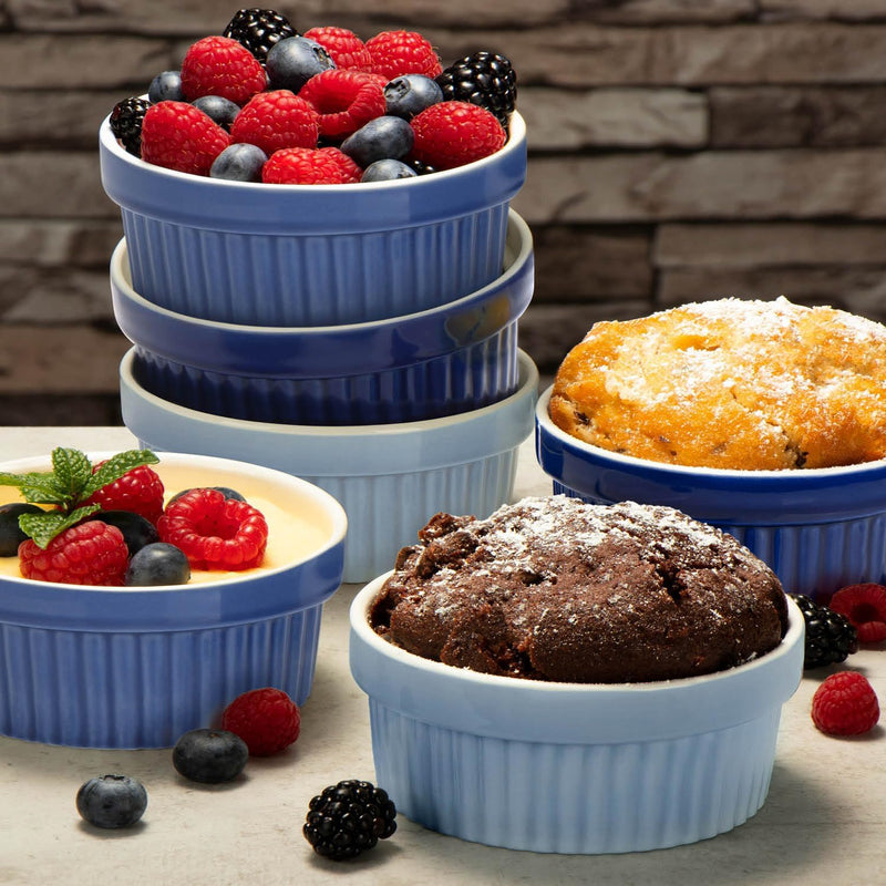 COM-FOUR® 12x Soufflé Förmchen - Creme Brulee Schälchen aus Keramik - Ofenfeste Förmchen - Dessertsc