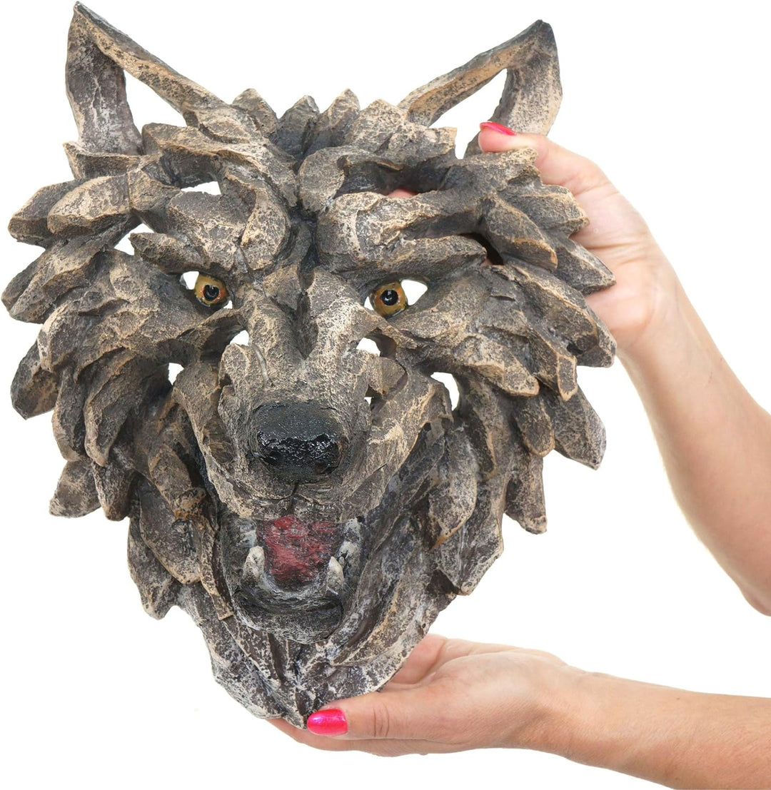 Deko Schädel HWC-H41, Wanddeko Kopf Trophäe, Polyresin Indoor Outdoor - Wolfskopf 32cm, Wolfskopf 32