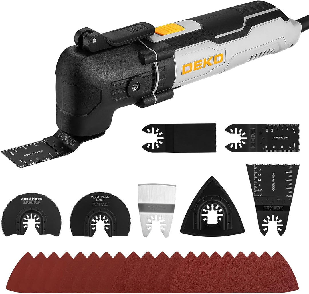 Oszillationswerkzeug 300W: DEKOPRO Multifunktionswerkzeug,15000-22000 RPM,6 Drehzahlen,3°Oszillation