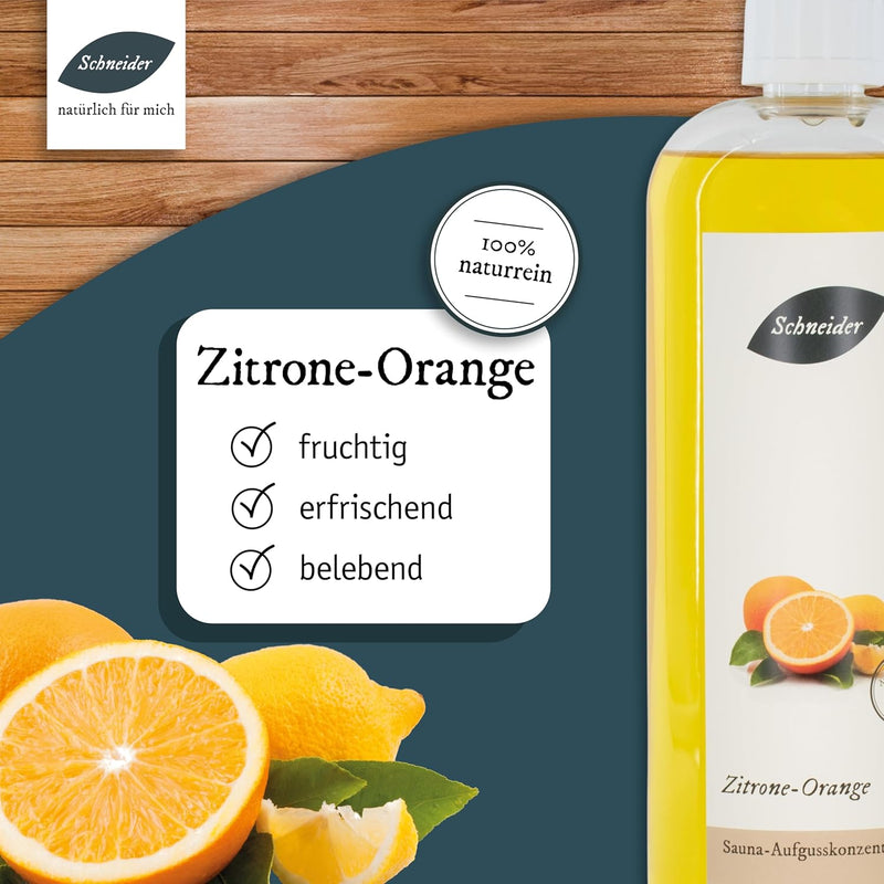 Saunabedarf Schneider - Aufgusskonzentrat, Saunaaufguss Zitrone Orange 250ml, Zitrone Orange, 250ml
