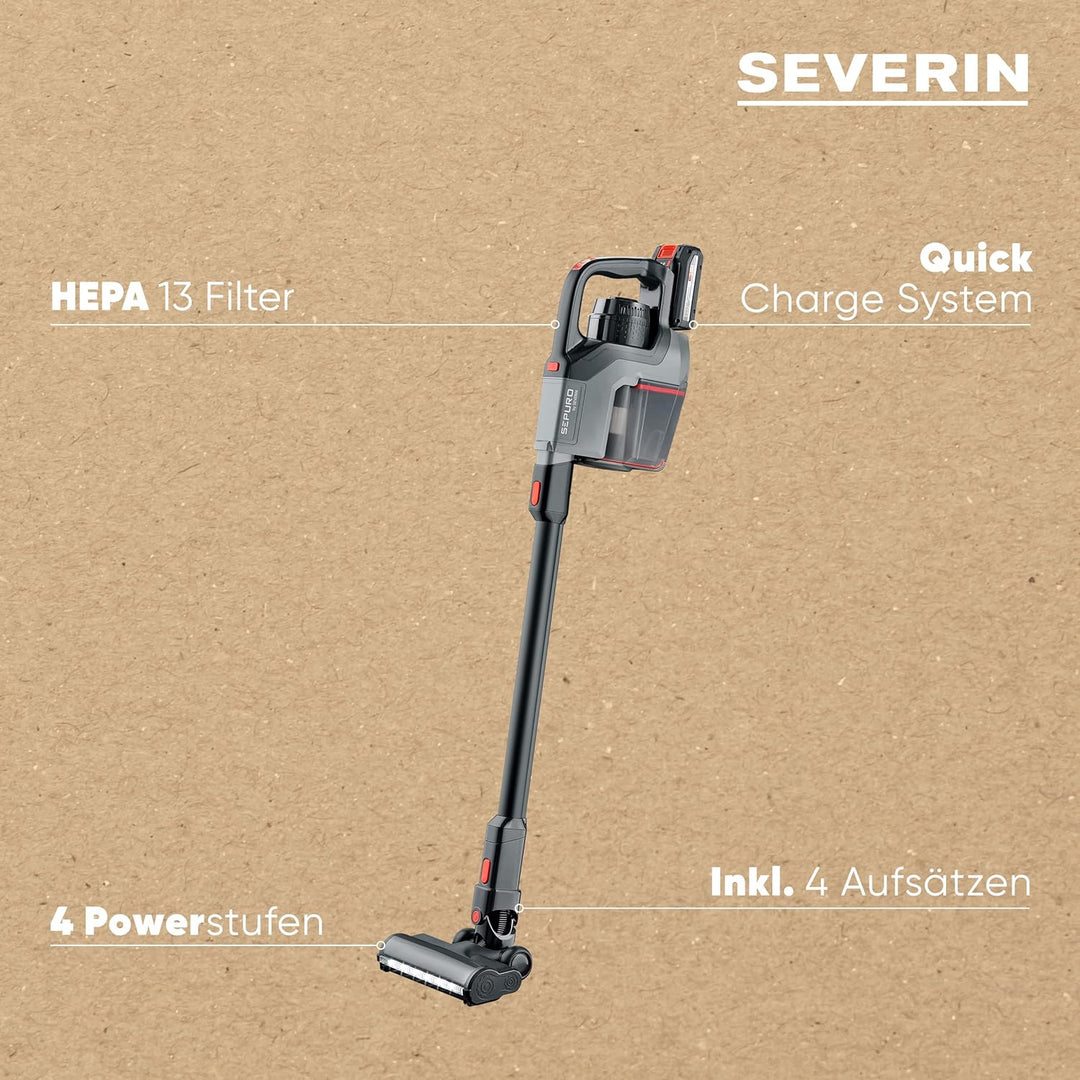 SEVERIN SEPURO Akku Stiel- und Handstaubsauger mit Einhell Power Akku und TURBO-Stufe, kabelloser St