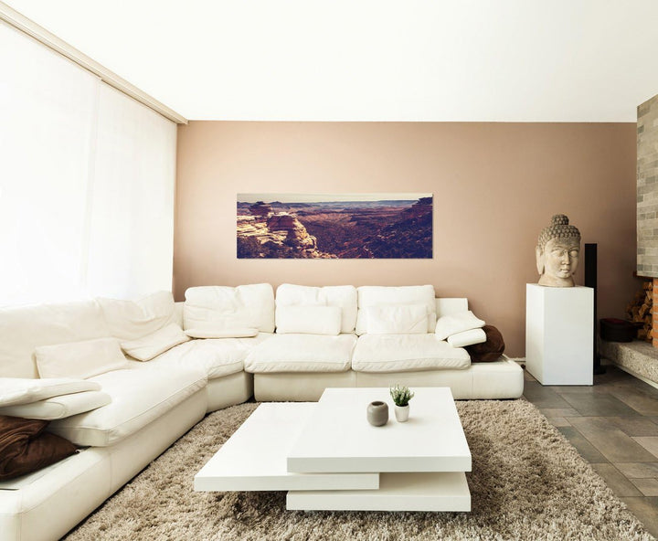 Paul Sinus Art Panoramabild auf Leinwand und Keilrahmen 150x50cm Grand Canyon Schlucht Vintage