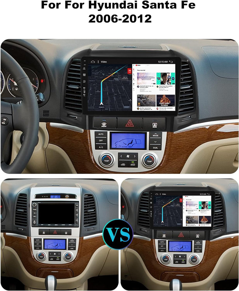 SXAUTO - 6G+128G - Android 12 IPS Autoradio für Hyundai Santa FE (2006-2012) - Eingebaut Carplay/And