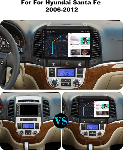 SXAUTO Android 12 IPS Autoradio Passt für Hyundai Santa FE (2006-2012) - Eingebaut CarPlay/Android A