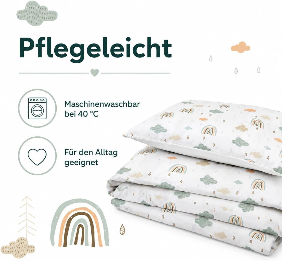 Wendbare Babybettwäsche-Sets (60 x 120 cm), 100 % Baumwolle, bestehend aus Bettbezug und Kissenbezug